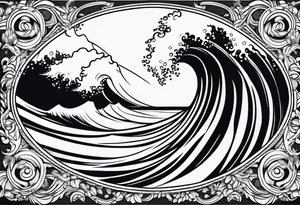 wave in circle tattoo idea
