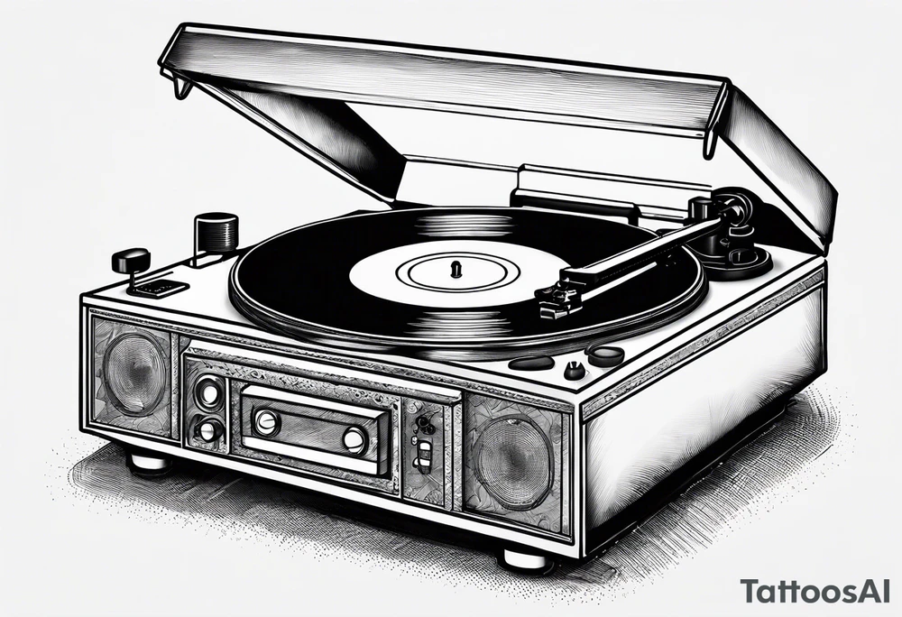 Recordplayer minimalistic fineline drawed in 2D tattoo idea Recordplayer minimalistic fineline drawed in 2D tattoo idea