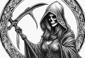full body Female grim reaper tattoo idea