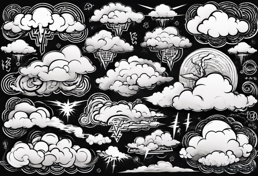big clouds and thunder tattoo idea