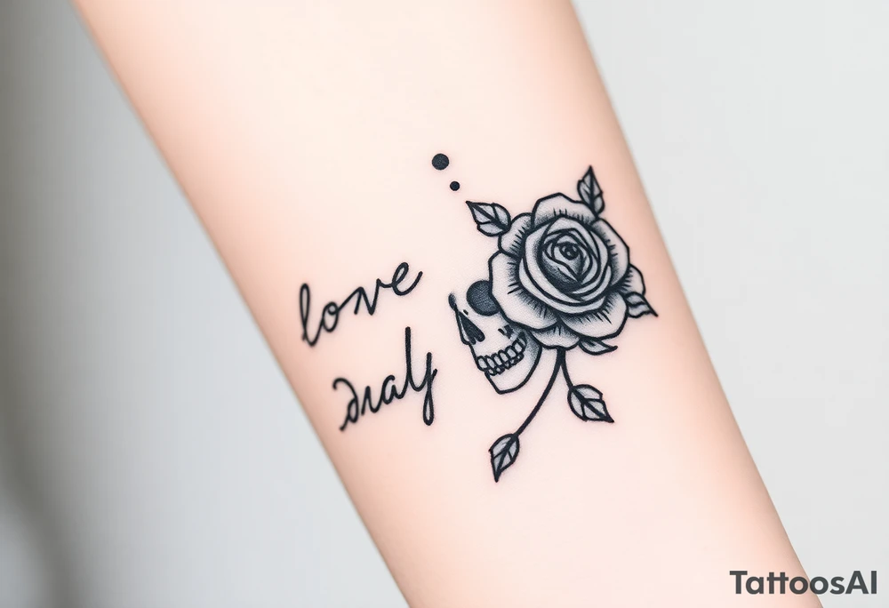 Love Each Day tattoo with a skull and rose tattoo idea