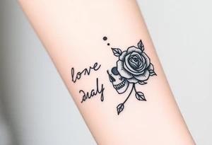 Love Each Day tattoo with a skull and rose tattoo idea