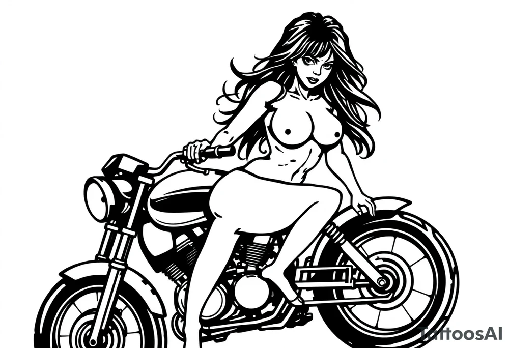 naked girl on motorcycle, slut, angry tattoo idea