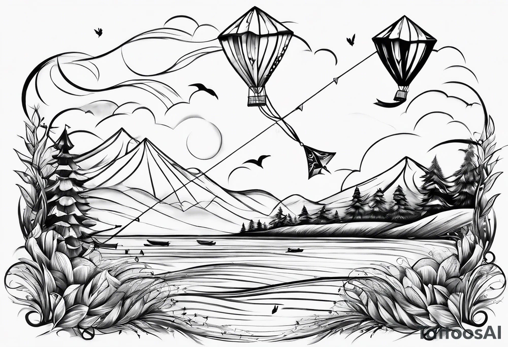 "Go Fly A Kite" spelled out in kite string tattoo idea
