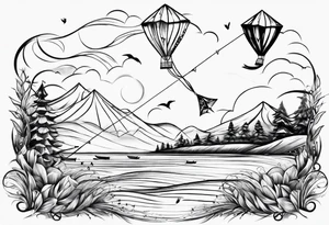 "Go Fly A Kite" spelled out in kite string tattoo idea