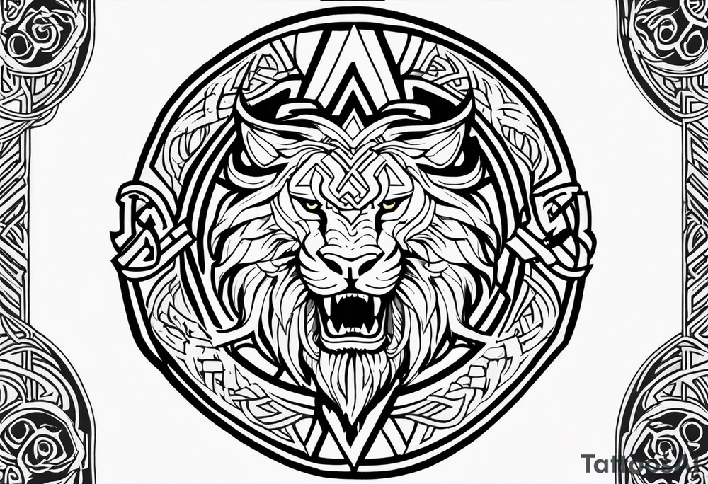 Valhalla sword shield axe Valknut dragon lion tattoo idea Valhalla sword shield axe Valknut dragon lion tattoo idea