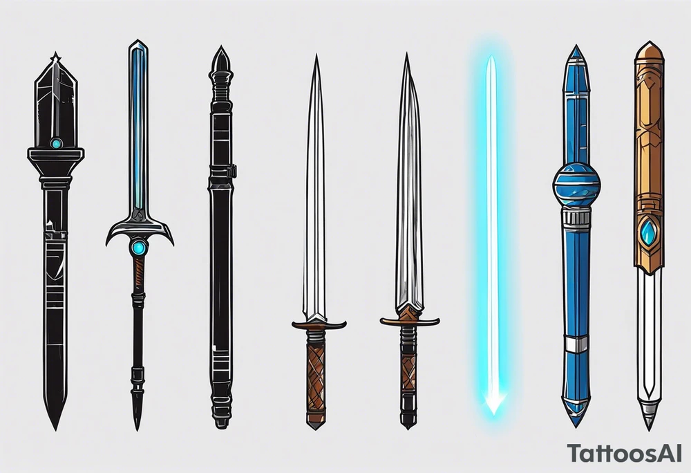 elder wand, sonic screwdriver, lightsaber, sword tattoo idea