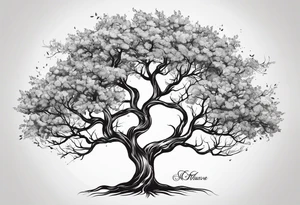 Tree with branches for children and grandchildren’s names tattoo idea