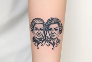 pictures of my two of my grandmas who passed away and they both were born in 1958 with a design around them tattoo idea