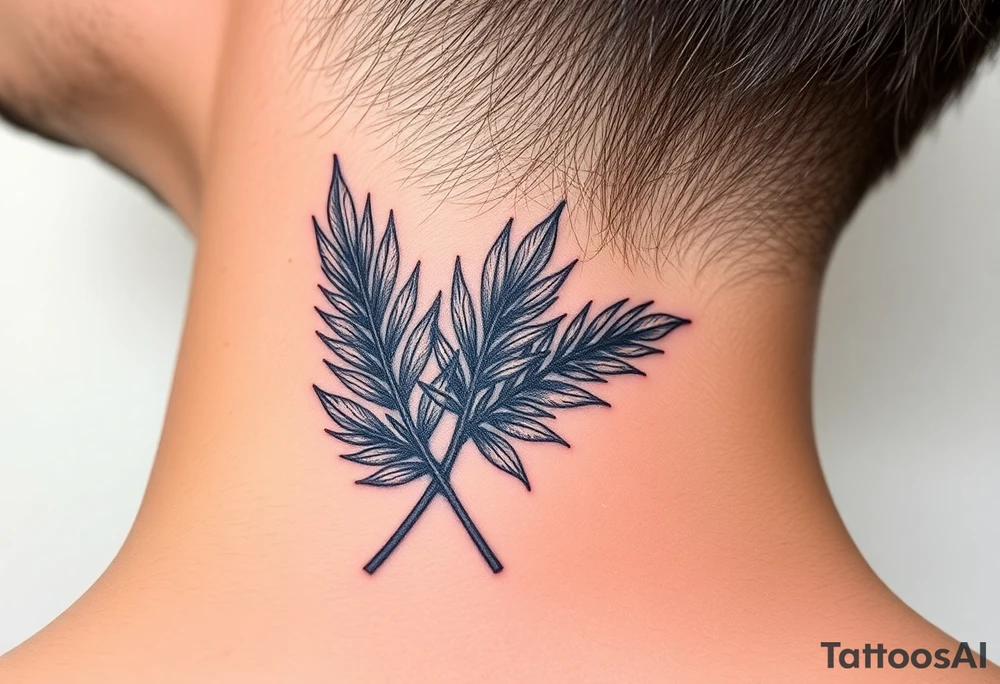 large woven palm leaves tattoo idea