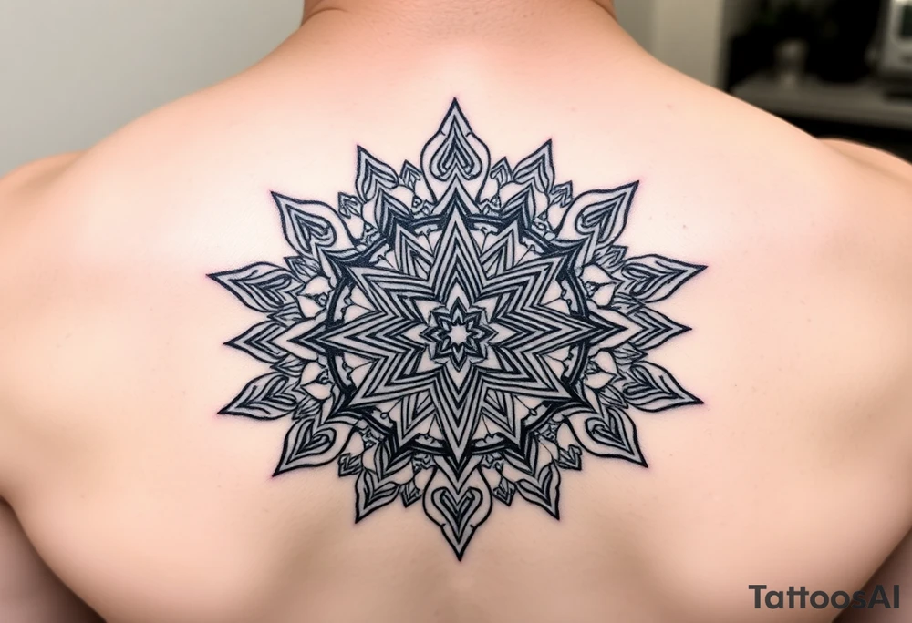 intricate mandala with sacred geometry and cosmic elements tattoo idea