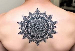 intricate mandala with sacred geometry and cosmic elements tattoo idea