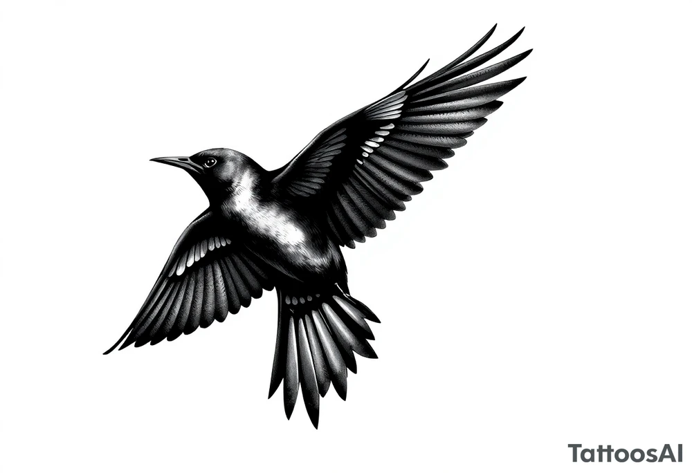 Male European Blackbird flying tattoo idea tattoo idea