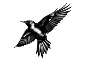 Male European Blackbird flying tattoo idea tattoo idea