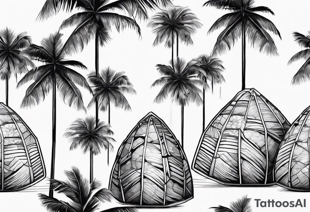 palm trees in turtle shell tattoo idea