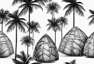 palm trees in turtle shell tattoo idea