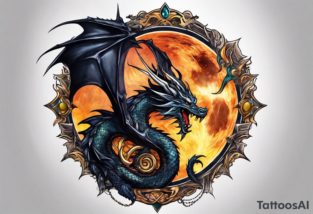 dark sun dragon king tattoo idea