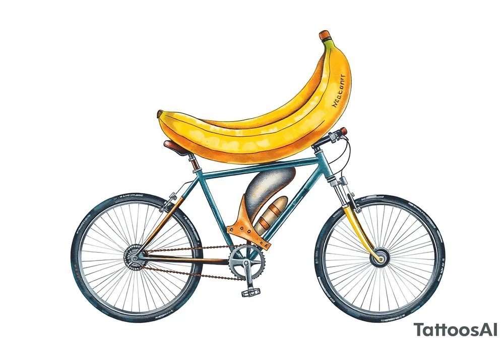 Banana on a cycle. tattoo idea
