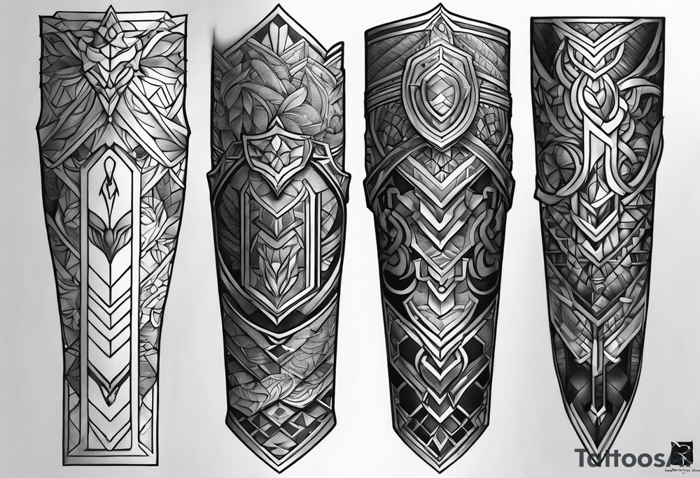 lower leg sleeve armor tattoo idea