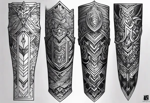 lower leg sleeve armor tattoo idea