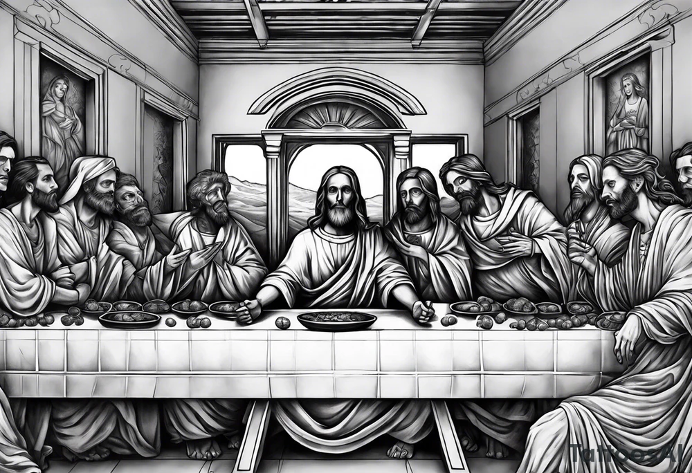 Skeleton last supper tattoo idea