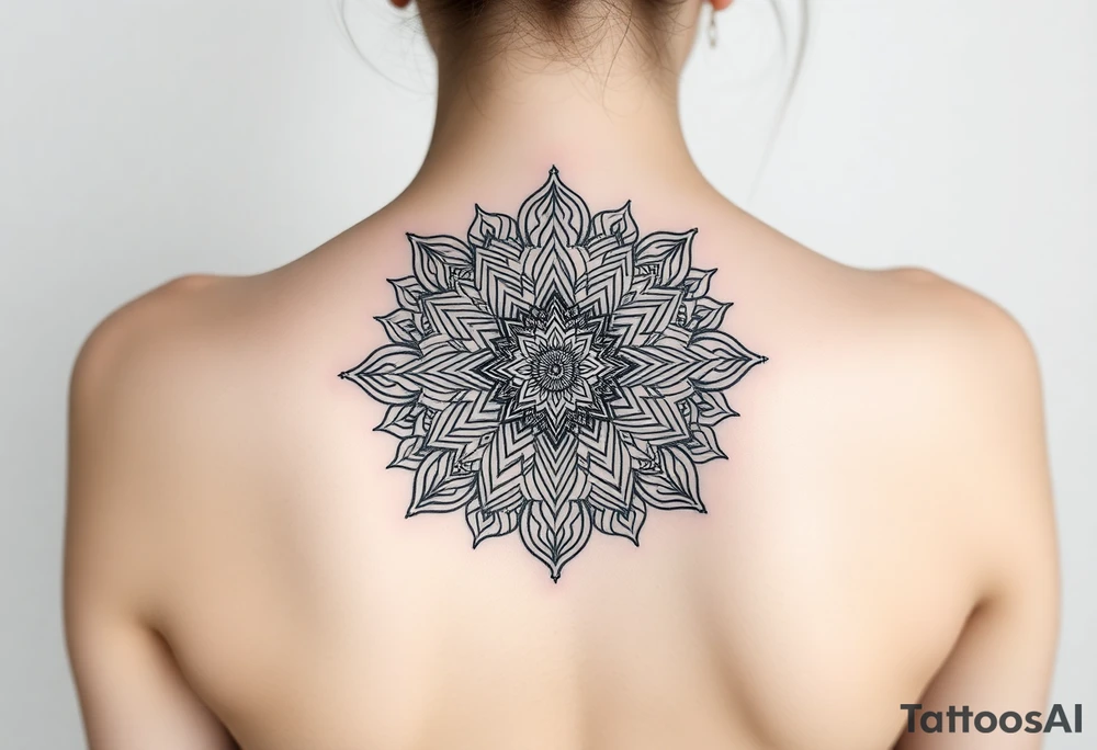 intricate mandala with sacred geometry and cosmic elements tattoo idea