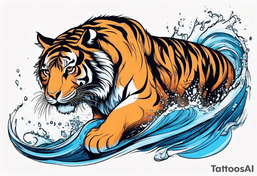 tiger lapping water tattoo idea