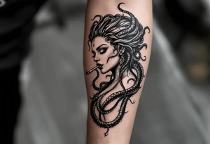 lady medusa smoking tattoo tattoo idea