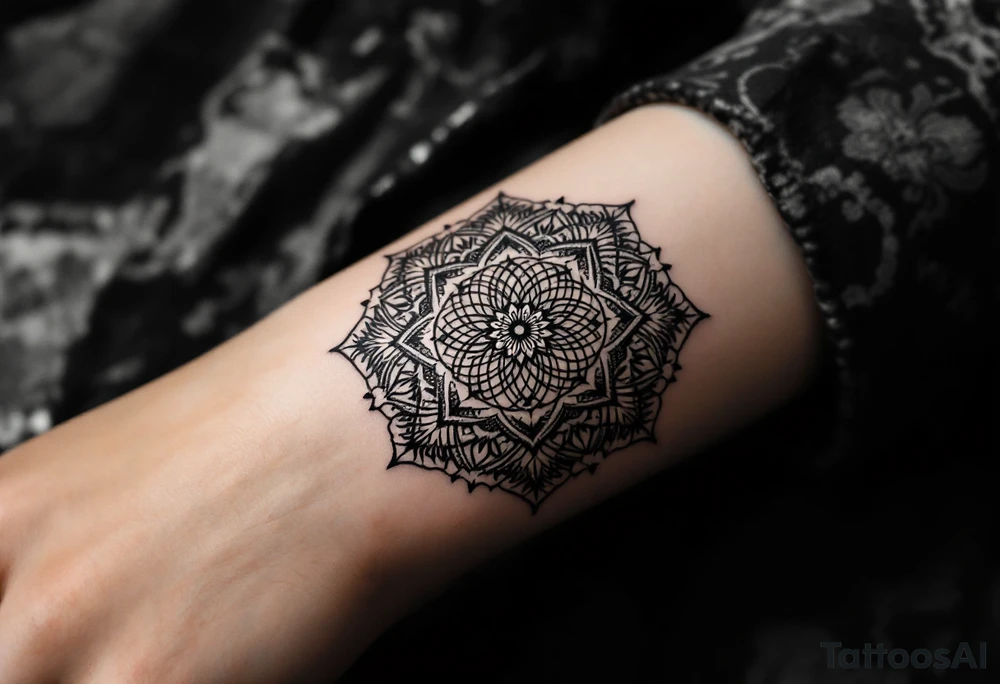 mandala with sacred flower of life in the middle tattoo idea