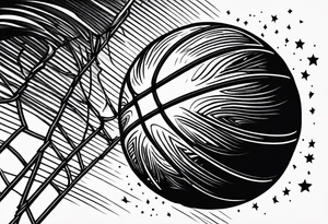 Basketball as a shooting star in a black hole that’s a basketball hoop tattoo idea