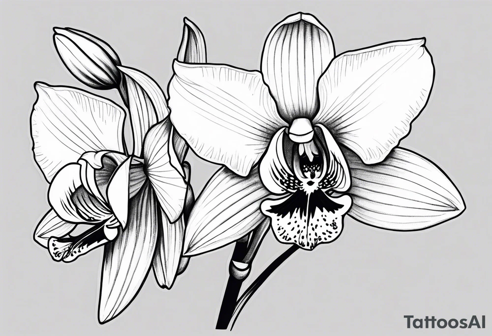 Cymbidium orchid tattoo idea