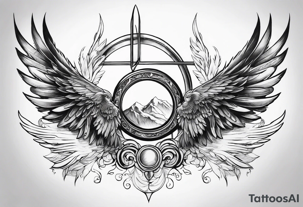 a halo over a pair of wings tattoo idea