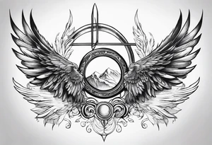 a halo over a pair of wings tattoo idea