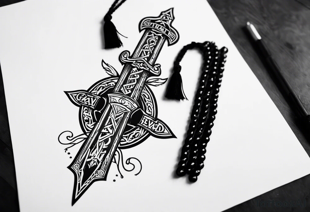 Valhalla sword fire chains tattoo idea