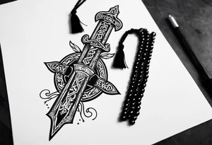 Valhalla sword  fire chains tattoo idea