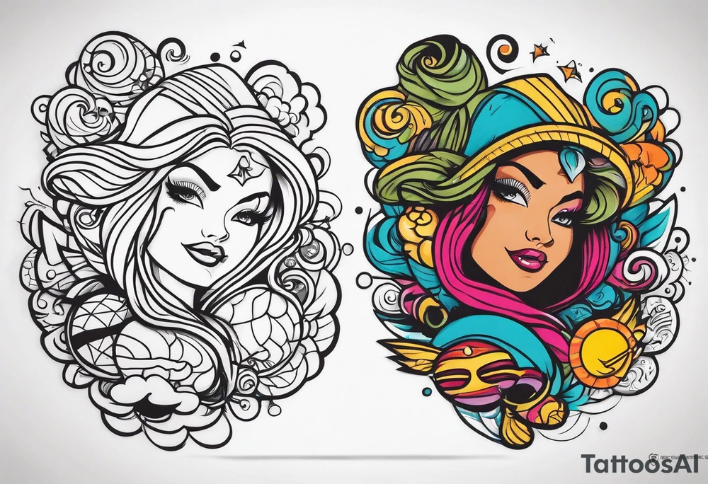 Columbia culture tattoo idea on leg/leg sleeve tattoo idea
