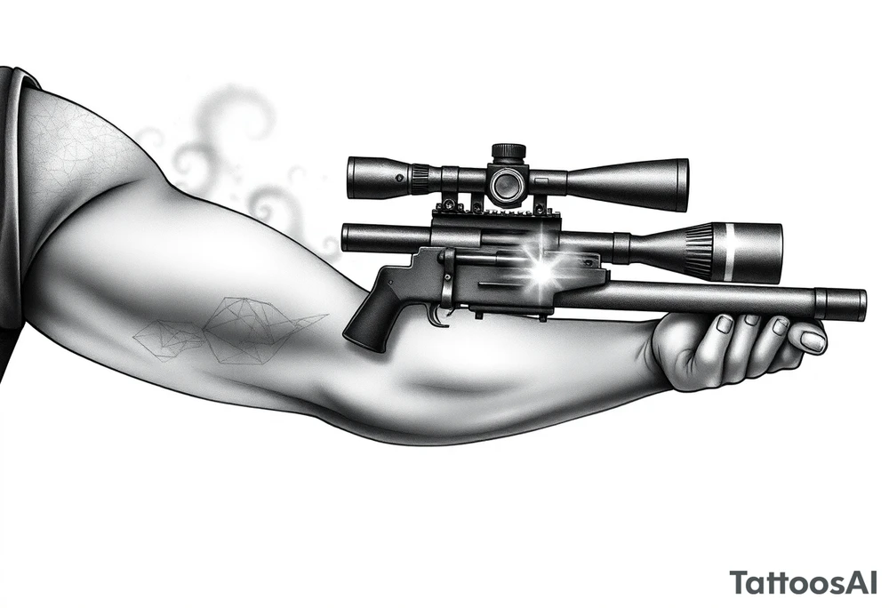 scope crosshairs with eerie fog in background tattoo idea