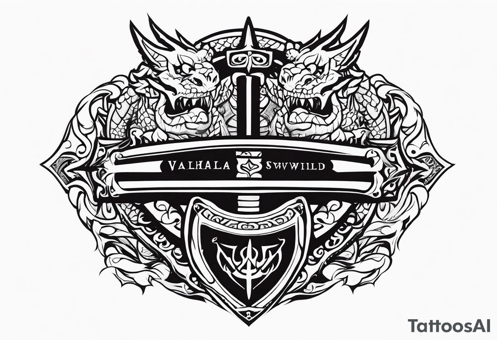 Valhalla sword ship dragon shield tattoo idea