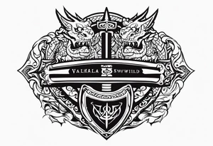 Valhalla sword ship dragon shield tattoo idea