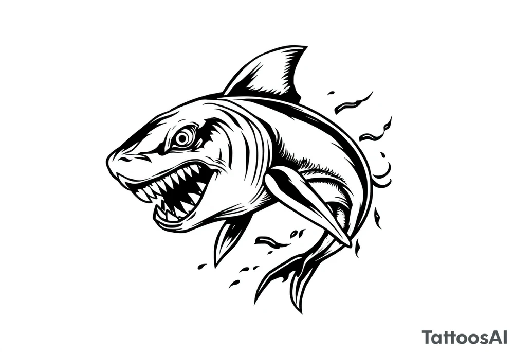 Masculine strong shark flowing tattoo idea