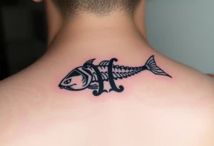 Using the letter P in “Pisces” to create the zodiac design Pisces tattoo idea