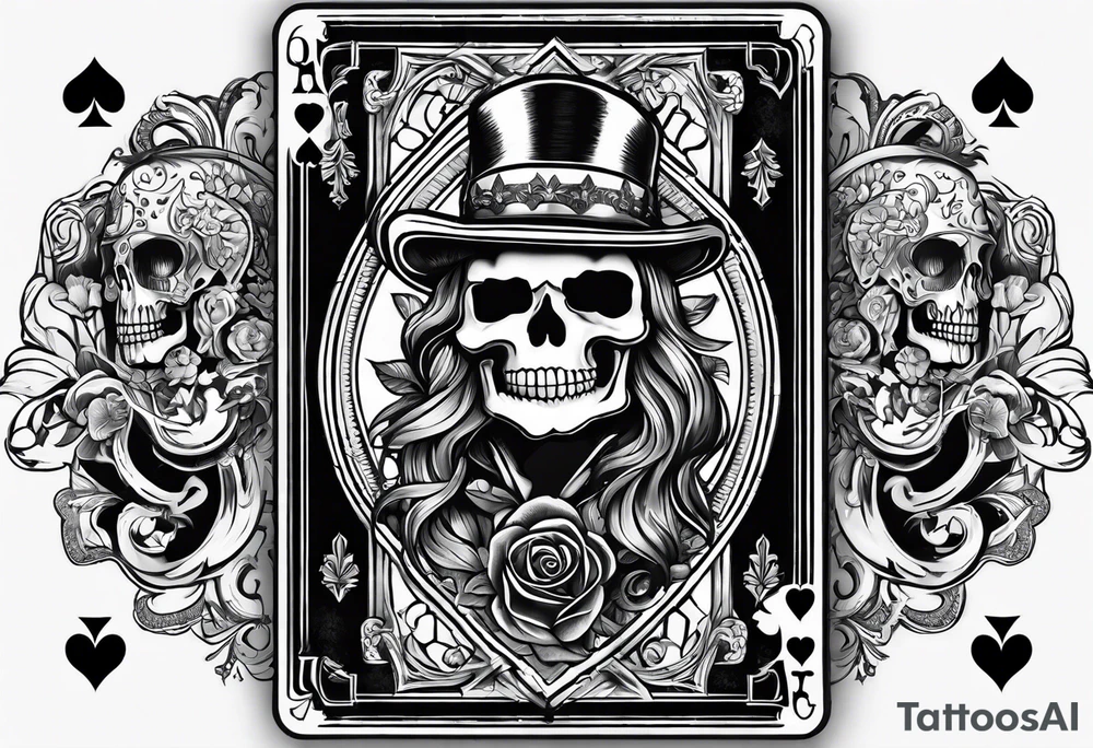 Western playing card full house tattoo with skeleton on it tattoo idea