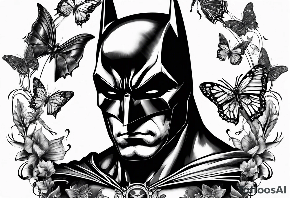 Batman and butterflies all around tattoo idea Batman and butterflies all around tattoo idea