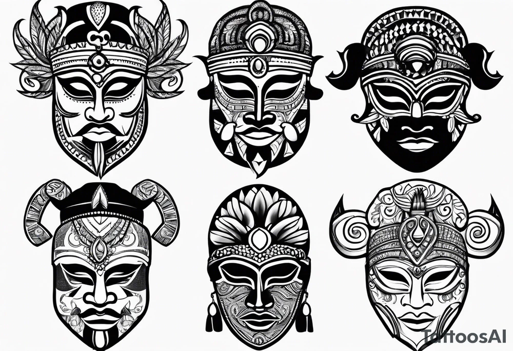 Cameroun masks tattoo idea
