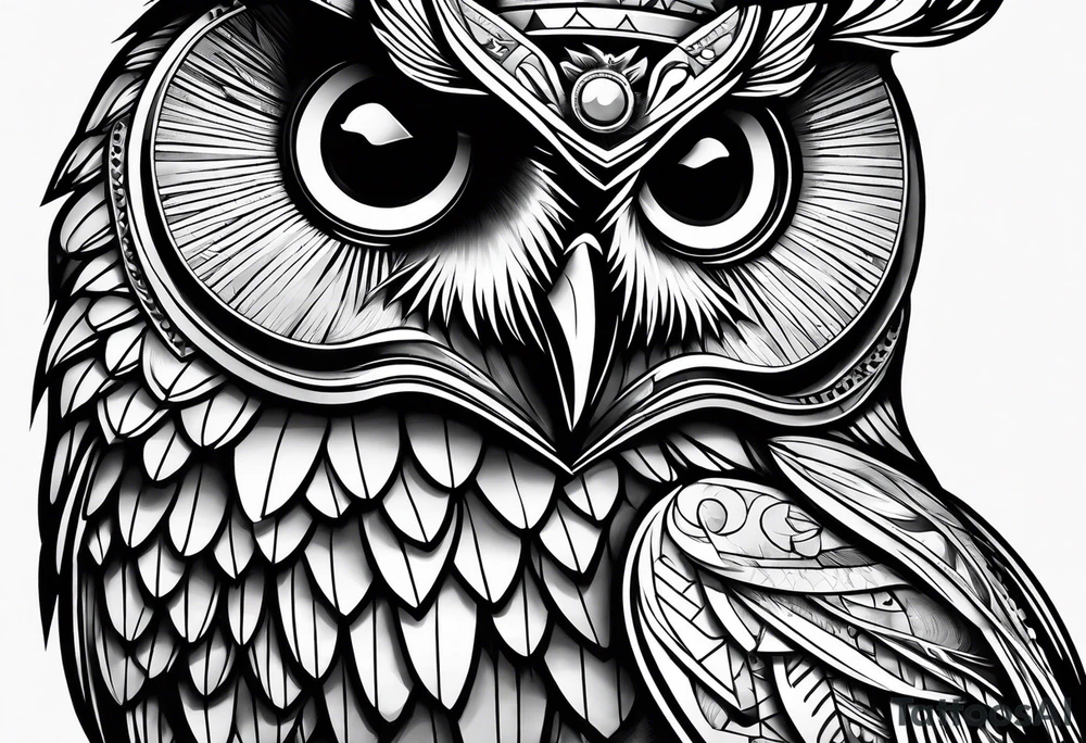 mechanical owl tattoo idea