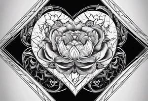 godlike heart black hexagon and black background tattoo idea