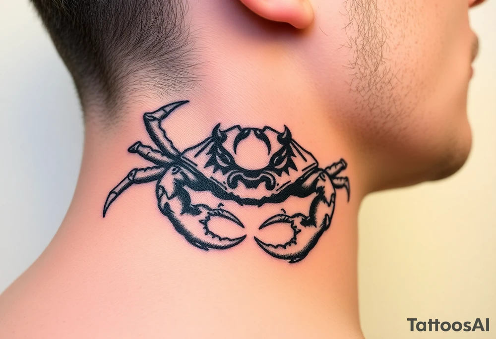 An angry crab with its claws raised tattoo idea