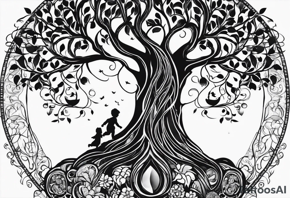tree of life with kids birthdays involved 10/13/10, 5/29/13, 8/5/15 tattoo idea