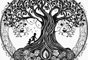 tree of life with kids birthdays involved 10/13/10, 5/29/13, 8/5/15 tattoo idea