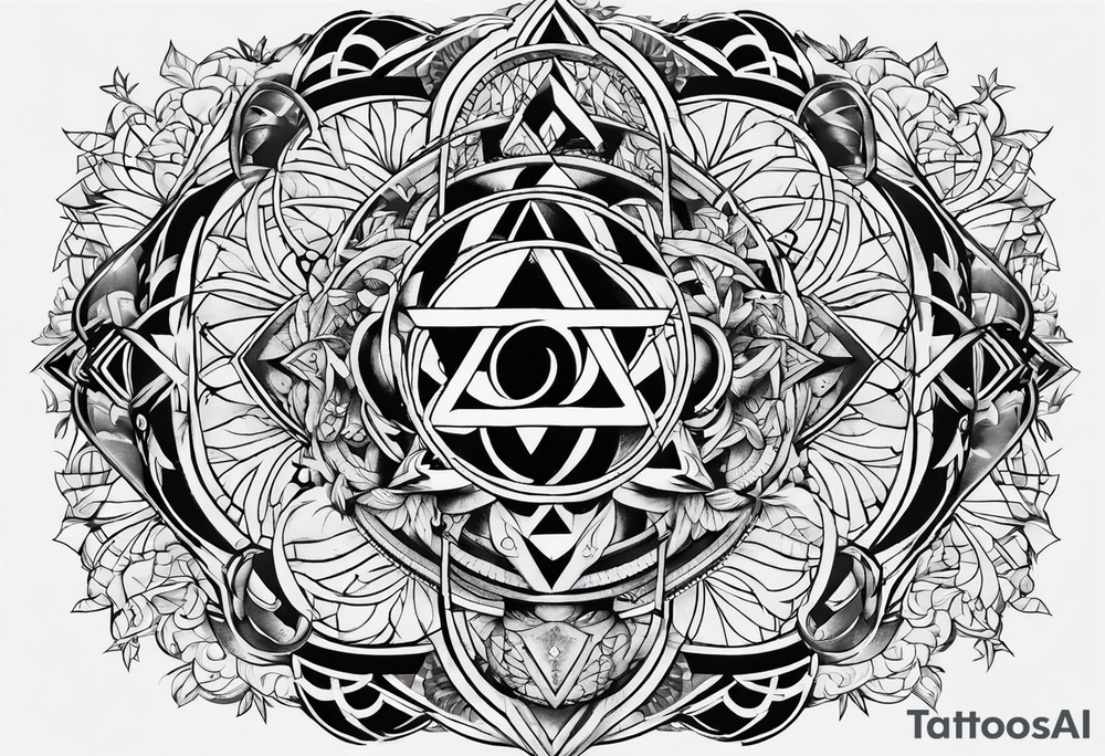 Pagan style tattoo circles triangles words symbols tattoo idea